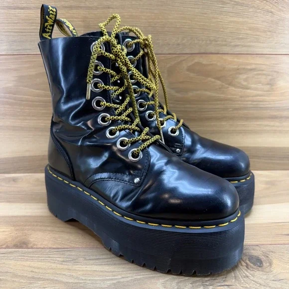 Dr. Martens Jadon Max Platform Chunky Womens 7 Combat Boots Black Leather Zip 38 - Picture 2 of 11